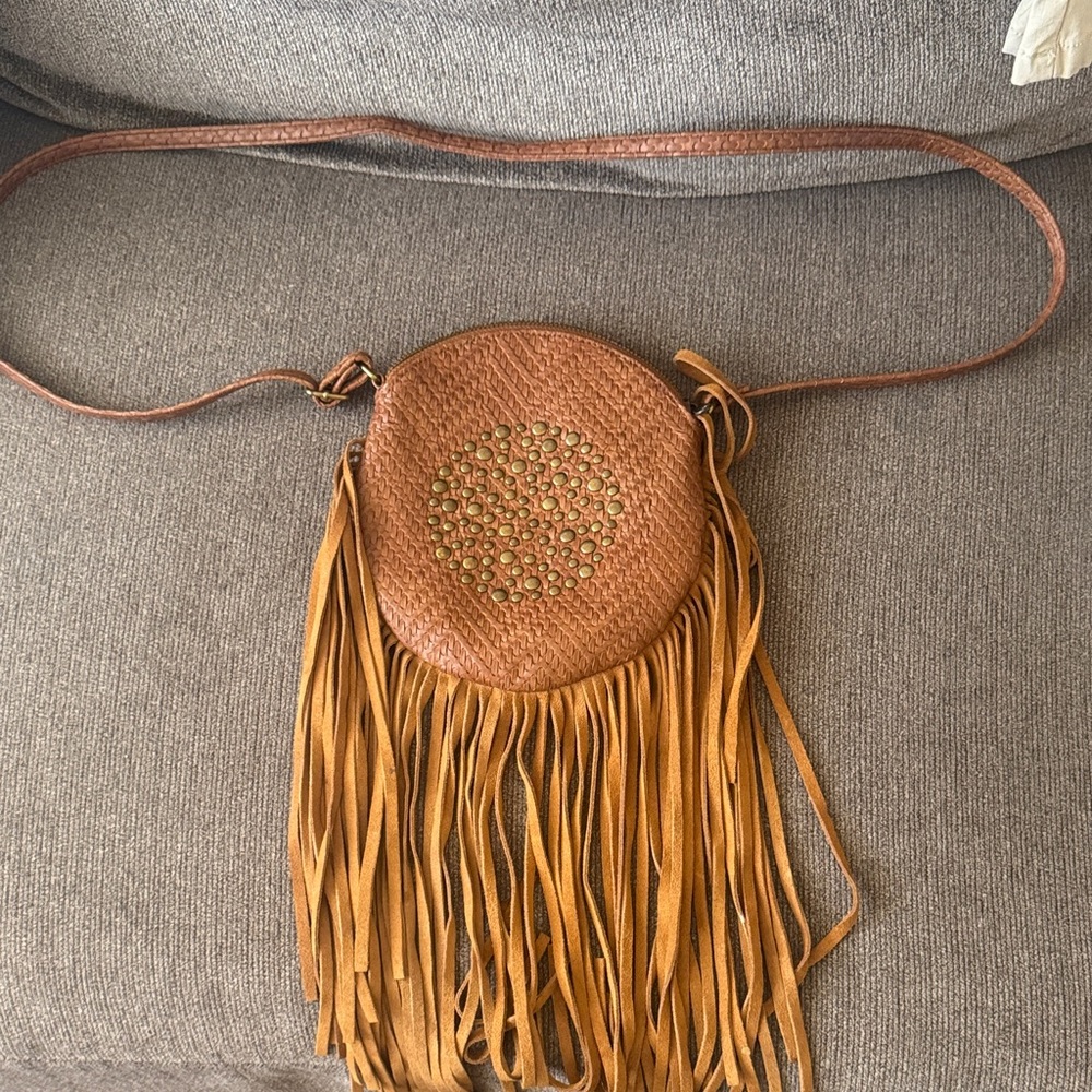 Brown Fringe Crossbody Bag